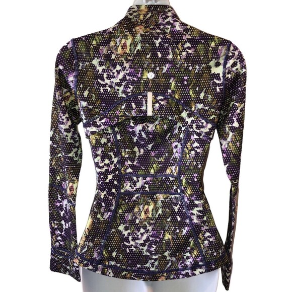 Lululemon Define Jacket Womens 4 Floral Full Zip Thumb Holes Purple Green - Picture 3 of 10